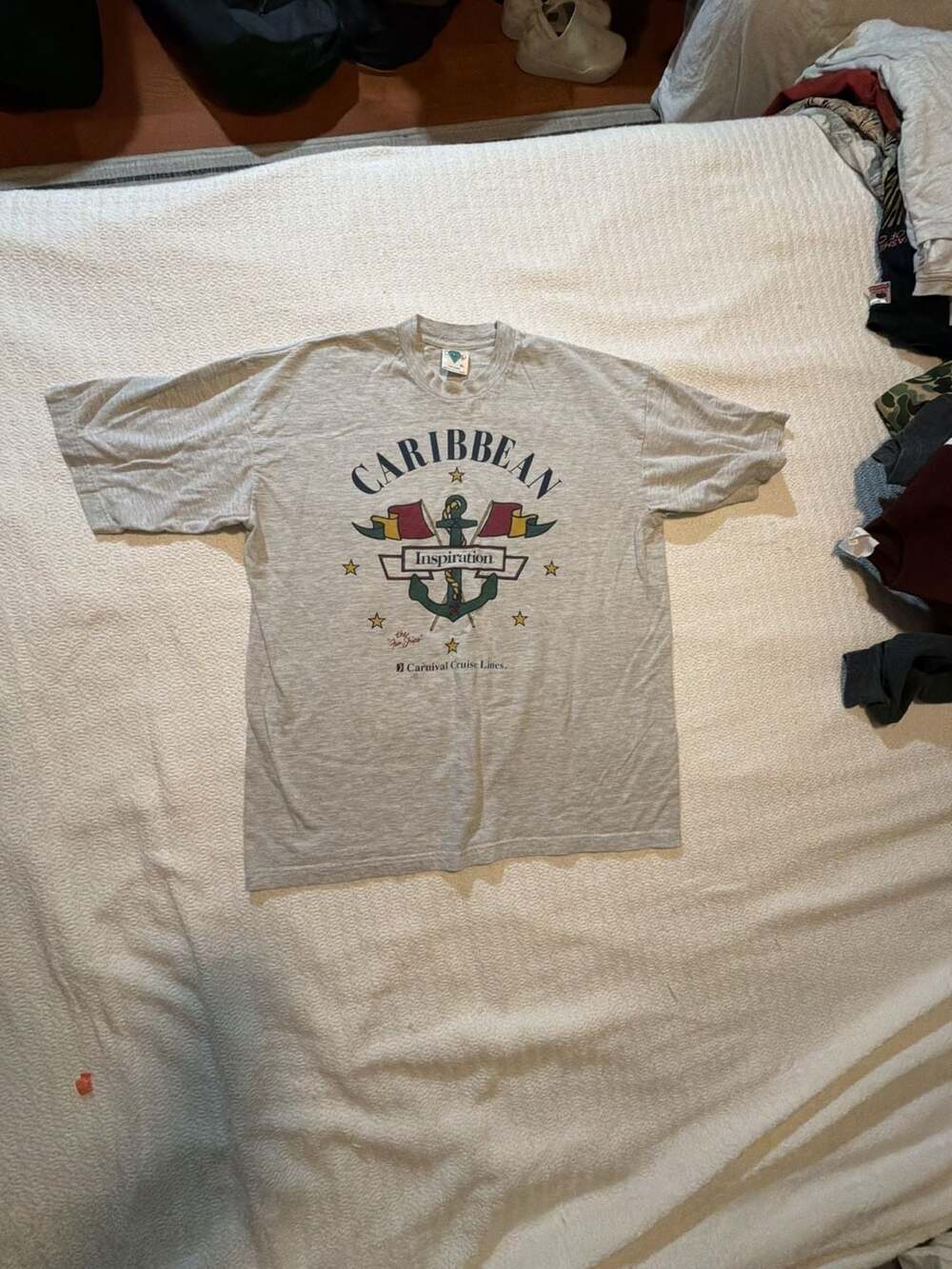 Vintage 90s Carnival Cruise Lines Caribbean Inspiration Graphic T-Shirt Gray XL